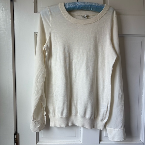 Joie Sweaters - Joie Classic Cream Knit and Sheer Crew Neck Sweater Size S